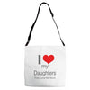 i love my daughters Adjustable Strap Totes