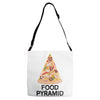 pizza lover's food pyramid Adjustable Strap Totes