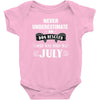 never underestimate an old man who was born in july Baby Onesie
