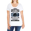 Never Underestimate A Man Who Watches Black Mirror And Was Born in Ladies Curvy T-Shirt