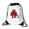 bird powered robot Drawstring Bags