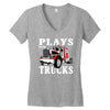 plays with trucks family matching Women's V-Neck T-Shirt