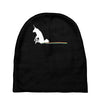 unicorn scooting on the floor Baby Beanies