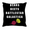 bears beets battlestar galactica Throw Pillow