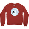 Biker Dinosaur - Dinosaur Riding A Bike To The Moon Crewneck Sweatshirt