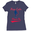 keep calm and pitch on Ladies Fitted T-Shirt