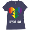 Love Is Love LGBT Rainbow Heart Ladies Fitted T-Shirt