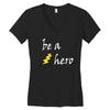 be a hero logo white Women's V-Neck T-Shirt