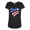 disstressed america flag heart Maternity Scoop Neck T-shirt