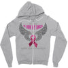 my hero is now my angel breast cancer awareness Zipper Hoodie