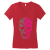two coloured patterned skull   mens funny Women's V-Neck T-Shirt