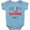 legends are born july Baby Bodysuit