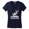 buck wear food poops Women's V-Neck T-Shirt