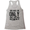 this is the only shirt with no cum Racerback Tank