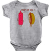 what up dog ketchup hot dog Baby Bodysuit