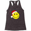 smiley face wears santa hat merry christmas Racerback Tank
