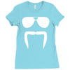 aviator sunglasses horseshoe fu manchu biker mustache Ladies Fitted T-Shirt