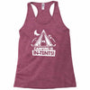 white ink camping is in tents funny Racerback Tank