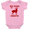 deer hunter body piercing by remington black tee shotgun rifle hunting Baby Onesie