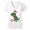 christmas dinosaur Women's V-Neck T-Shirt