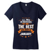 All Men Created Equal But The Best Born In January Women's V-Neck T-Shirt