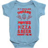 horror movies, pizza and beer Baby Bodysuit