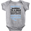 happily married to a man kicking the crap outta stomach cancer Baby Bodysuit