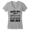 back off i have a crazy grandma and i'm not afraid to user her Women's V-Neck T-Shirt