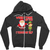 touch my elf christmas fun and naughty Zipper Hoodie