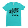 Best Dad Ever Funny Music Note Ladies Fitted T-Shirt
