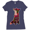 floral fox Ladies Fitted T-Shirt