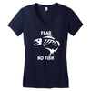 fear no fish bone skeleton Women's V-Neck T-Shirt