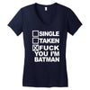 single taken i am batman funny Women's V-Neck T-Shirt