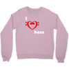 i love heart bass guitar music Crewneck Sweatshirt