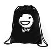 white nmp Drawstring Bags