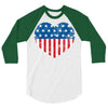 usa flag 2 3/4 Sleeve Shirt
