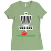 disc golf frisbee leaning on target basket innova Ladies Fitted T-Shirt