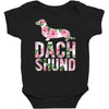 dachshund floral Baby Bodysuit