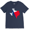 Eroded Texas Map With Flag V-Neck Tee