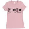 eat sleep snowboard mens black snowboarding t shirt wow Ladies Fitted T-Shirt