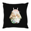 Totoro With Japanese Landscape Throw Pillow