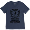 Never Underestimate Old Man Who Was Born September V-Neck Tee