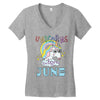 unicorns are born in june cute unicorn Women's V-Neck T-Shirt