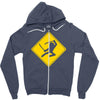 ninja crossing sign Zipper Hoodie
