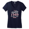 sassy fabulous since 1980 birthday gift Women's V-Neck T-Shirt