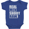 real men shoot raw Baby Bodysuit