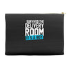 survived the delivery room it's a boy Accessory Pouches