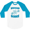 science worship funny geek atheist anti religion 3/4 Sleeve Shirt