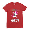 Unicorns are Born in March Dabbing Ladies Fitted T-Shirt