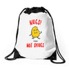 nugs not drugs Drawstring Bags